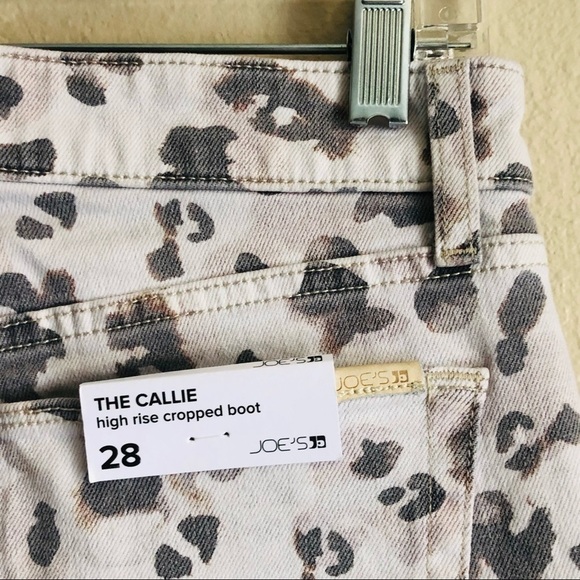 Joe’s Jeans The Callie High Rise Cropped Boot Watercolor Leopard Frayed Jeans 28 - Picture 9 of 16